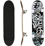 Skateboard,7-Lagiger Kanadischer Ahorn Double Kick Deck Skateboard, Komplettboard, Profi Board für Kinder, Teenager und Erwachsene(79,5 * 20 * 13 cm - Buchstabenmuster)