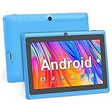 Haehne 7 Zoll Tablet PC, Android 5.0, A33 Quad Core, 1GB RAM 8GB ROM, Dual Kameras, WiFi, Bluetooth, für Erwachsener Kinder, Azurblau
