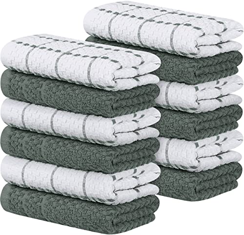 Utopia Towels - 12er Pack Geschirrtücher Küchentücher, 38 x 64 cm Baumwolle Geschirrtüch – Maschinenwaschbar (Grau und Weiß)
