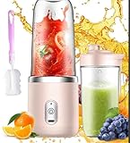 Aohcae Mixer Klein, 400ML Portable Blender mit 6 Edelstahlklingen, Bürste und Ersatzbecher, USB-Laden Mixer Smoothie Maker, Standmixer Klein für die Zubereitung von Milchshakes, Säften, Smoothies