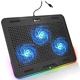 KLIM Aurora + Laptop-RGB-Kühler- 11 bis 17 Zoll + Laptop-Gaming-Kühlung + USB-Lüfter + Stabil und leise + Mac- und PS4-kompatibel + Neuheit