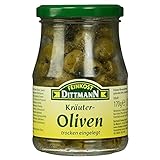Feinkost Dittmann Kräuter Oliven, grün ohne Stein, 170g