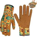 Meooyo Damengartenkrankungen Arbeitshandschuhe, Ledergartenhandschuh Hochtürze Gartenarbeit Handschuhe für Frauen Thorn Proof No STAB zum Graben, Pflanzen, Beschneidungsstil33