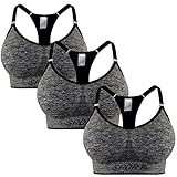 Libella 3er Pack Damen Sport BH Bustier Comfort BH Reissverschluss Gepolsterter Push UP Stützfunktion verstellbare Träger Ohne Bügel Yoga Fitness 3714 Grau LXL