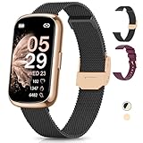 RUXINGX Smartwatch Damen, 1,47″ Fitnessuhr mit 24 Sportmodi, 24H Pulsmesser, SpO2, Schlafmonitor, Menstruationszyklus, IP68 Wasserdicht Sportuhr Schrittzähler mit Whatsapp für Android IOS Schwarz Gold