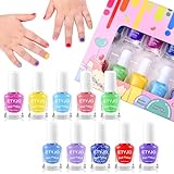 ETYJO Kinder Nagellack Set-10 Farben Kinder Nagellack Mädchen Ungiftig Schnelltrocknend Nagellack Für Kinder,Wasserbasis Peel-Off Nagellack Nail Art Perfekt für Geburtstagsgeschenk