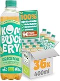 KOMBUCHERY® Original Raw Kombucha BIO | 36 x 400ml | Fermentierter Tee mit aktiven Darm-Kulturen | Zuckerarm & Kalorienarm | Unpasteurisiert, Probiotisch, Vegan, Testsieger