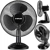 U-SMILER Tischventilator sehr Leise 20W, Ø 28 cm, Ventilator Klein mit Oszillation, 2 Stufen, Höhenverstellbar, Ventilator Leise Schlafzimmer oder Büro, Standing Fan, Klimaanlage Alternative