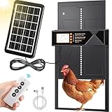 Rsaoty Hühnerklappe Solar,Upgrade-Größe Automatische Hühnerklappe Solar,Automatische Hühnerklappe Solar mit Zeitschaltuhr, Lichtsensor,Fernbedienung,Intelligenter Einklemmschutz