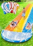 JOYIN 22,5 Fuß Dreifachrutsche und 3 Boogie-Bretter, strapazierfähige Rasenwasserrutschen, Wasserrutsche und Sprinkler für Kinder, Erwachsene, Hinterhof, Sommer, Wasserspielzeug, Outdoor-Spaß
