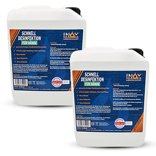INOX® Hände Desinfektionsmittel ohne Alkohol, 2 x 5L - Händedesinfektion Handdesinfektionsmittel Entfetter Desinfektion für Hand & Haut