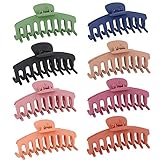 8Er Pack Matte Haar Klauenclips 4,3 Zoll Große Haarklammer Jumbo-Haarklauen Strong Hold Clips Rutschfeste Acryl-Haarklauen für Damen Mädchen dickes und dünnes , 8 Farbe