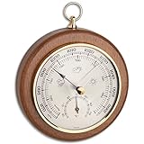 TFA Dostmann Analoges Barometer Thermometer, 45.1000.01, zur Luftdruckmessung und Temperaturmessunge, aus Eiche