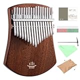 Daumenklavier aus amerikanischem Walnuss-Massivholz – fächerförmige Kalimba mit 17 Tönen, umweltfreundliches, lackfreies, tragbares Fingerklavierinstrument for Kinder, Anfänger und Erwachsene