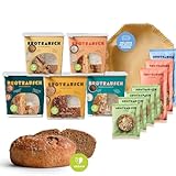 BROTRAUSCH Dinkelpaket - 5 PREMIUM Brotbackmischungen inkl. Backform, Teigzugabe und Topping, Brotbackmischung aus natürlichen Zutaten, vegan, Dinkel Vollkorn Sauerteig