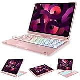 iPad Air (4., 5. Generation - 2020, 2022) Hülle mit Tastatur, Elegante Backllit Tastatur - Multi Touch Trackpad, 360° drehbares Scharnier - Tastatur für iPad Pro 11 Zoll (1., 2., 3. Gen), Roségold