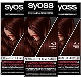 Syoss Color Coloration 4_2 Mahagoni Stufe 3 (3 x 115 ml), permanente Haarfarbe für bis zu 10 Wochen Farbintensität und 70 % weniger Haarbruch*