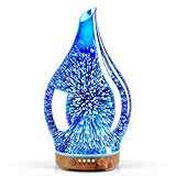 Porseme Aroma Diffuser Luftbefeuchter 150ml,Handgeblasen 3D Luftbefeuchter Ultraschall Leise 7 farbwechselnde LEDs Raumbefeuchter BPA Frei für Wohnung Yoga SPA mit Timer (Silver)