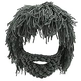 MerryJuly Herren Head Barbarian Vagabond Beanie Original Faltbare Bartmützen Wikingerhörner Bartmützen - Grau - Einheitsgröße