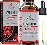 Kanzy Hagebuttenöl Bio Kaltgepresst 100% Rein 120ml Rosehip Oil Wildrosenöl für Haut Haare Nägel Gesichtsöl Körperöl Vegan Hexanfreies Hagebuttenkernöl Anti-Aging Anti-Falten Natürlich