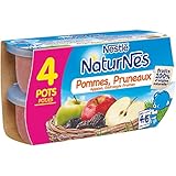 Nestle Naturnes Kompott für Babys, Äpfel, Pflaumen, 4 x 130 g, ab 4 bis 6 Monaten