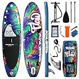 SereneLife Stand Up Paddling Board Set, SUP Board Komplettes Zubehör, Stand Up Paddle Board für Kinder & Erwachsene, Surfbrett & Tragetasche, Paddle Set Anti-Rutsch mit Pumpe, Auflasbares Paddelbrett