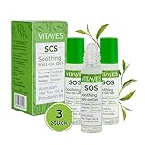 Vitayes SOS BIO Teebaumöl Roller, Ätherisches Öl gegen Pickel, Akne, Hautentzündungen, beruhigender Roll-on Stift, Pickel, unreine Haut, Vegan, gegen Hautrötungen, 3x 10ml