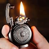 Feuerzeug Vintage Antikes Feuerzeug, wiederverwendbares winddichtes Trenchfeuerzeug,Geburtstagsgeschenke für Männer Papa Ehemann Cooler als Stabfeuerzeug(Schwarz)