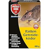 PROTECT HOME Rodicum Ratten Getreideköder, praktische, auslegefertige Portionsbeutel mit zuverlässiger Wirkung gegen Rattenbefall, 400g Faltschachtel