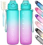 CodiCile Sport Trinkflasche 1L, BPA freie Tritan Wasserflasche mit Verschlussdeckel und auslaufsicher, geeignet für Fitnessstudio, Schule, Radfahren, Outdoor, Sport, Fitness und Büro.