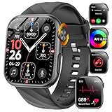 2024 New Smartwatch EKG+HRV/Harnsäure/BMI Herren Damen 1,97' AMOLED Gesundheitsuhr mit Telefonfunktion, 24H Herzfrequenz SPO2 Blutdruck Körpertemperatur Schlafmonitor Fitnessuhr für Android/iOS