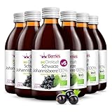 BIO Schwarzer Johannisbeersaft 6er Pack (6x250ml) - BIO purer Schwarze Johannisbeer-Direktsaft - 100% Kaltgepresst Muttersaft - ohne Zucker, GMO, Konservierungsstoffe - Vegan - Öko - BerriesPolska®