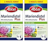 Abtei Mariendistel Plus mit Artischocke – Unterstützung der Lebergesundheit und der Fettverdauung - Natürlich wirksam – Glutenfrei, Laktosefrei – Vorratspackung – 90 Kapseln für 3 Monate