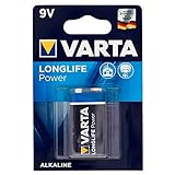 Varta Longlife Power 9V Block Batterie, Alkaline E-Block Batterien