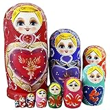 Matrjoschka-Puppen, 1 Set (10 Stück), Matroschka-Puppe mit Mädchenmuster, aus Holz, bunt, Matrioshka, russische Matrjoschka-Puppen, Stapelspielzeug für Kinder, Heimdekoration, Geschenke für Kinde