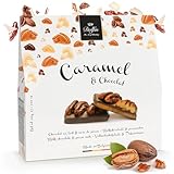 Dolfin Karamell & Schokolade - Vollmilchschokolade und Pecan - Hausgemachter gesalzener Karamell, geröstete Nüsse und Kakaostücke - Hergestellt in Belgien, 200 g