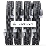LISEN 60W USB C Kabel, [4er Pack, 0,5M 1M 1M 2M] USB C auf USB C Kabel Set, PD 3.0 Schnellladekabel USB C für iPhone 16 Ladekabel,Switch 2,iPhone 15, Samsung Galaxy S25, Pixel, MacBook Air, iPad, LG