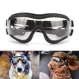 NAMSAN Sonnenbrillen für Hunde Einstellbar Hundebrille Wasserdicht Winddicht Hunde Motorradbrille Schutzbrille für Mittel/Gross Hunde-Clear