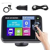 Hikity DAB/DAB+ Tragbarer Radio Adapter mit 2.4 Zoll Color Large LCD Display für Android Autoradio mit Bluetooth-Freisprechtelefon AUX-IN FM Transmitter Empfänger Adapter Tragbarer