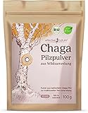 Chaga Pilz Pulver Bio - 100g - Aus Wildsammlung - Für Chaga Tee in Bio-Qualität und weitere Anwendungen - Aus Estland