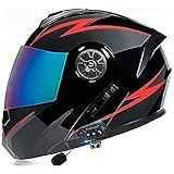 Caimcie Bluetooth-Modulhelm Motorradhelm Hochklappbarer Motorradhelm DOT/ECE-Geprüfter Integralhelm Mit Doppelvisier Motorradhelm Für Männer Und Frauen H,M/57-58CM