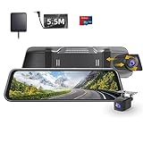 WeBeqer 4K Spiegel Dashcam mit 1080P Rückfahrkamera,Dashcam Auto Vorne Hinten mit 10' IPS-Touchscreen, Auto Kamera mit GPS 64 GB-Karte 170° Weitwinkel Loop-Aufnahme und G-Sensor Parküberwachung