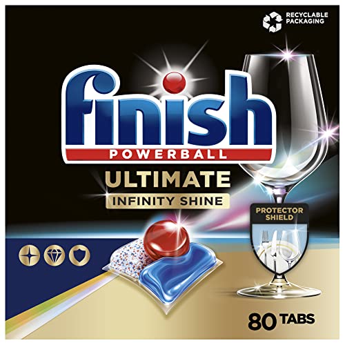Finish Ultimate Infinity Shine Spülmaschinentabs – Geschirrspültabs für ultimative Reinigung, Fettlösekraft und Glanz mit Schutzschild – Sparpack mit 80 Tabs