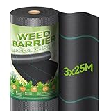 iropro Unkrautvlies Gartenvlies 3m x 25m,75m² Unkrautflies für Garten Unkrautfolie Wasserdurchlässig 90g/m² Reißfestes Unkrautgewebe Rolle Unkrautfolie,Anti Repousse,Hohe UV-Stabilisierung