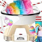 KESSER® Zuckerwattemaschine Set für Dein zuhause - Mit 30x Zuckerwatte Stäbchen & Messlöffel - Retro Cotton Candy Maschine - Zuckerwatte Maschine Mit Zubehör - Höhe 22 cm - 500 W Creme Weiß
