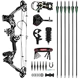 The7boX Compound Bogen und Pfeil Set 20-70 LBS Einstellbare 320 Fps Geschwindigkeit Bogenschießen Kit mit Carbonpfeilen und Zubehör für Erwachsene Jugend Anfänger Jagd und Zielübungen Jagdbogen
