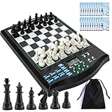 Elektronisches Schachspiel, Computer-Schachspiel, KI-Schachcomputer mit LCD-Display, englischer Sprachassistent und magnetischem Brett, für Einzel- oder Zweispieler-Partien