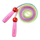 OTraki Springseil Kinder, Verstellbare Seilspringen Kinder mit Holzgriff Skipping Rope Kids für Jungen und Mädchen Ideal für Fitness Training und Knochenentwicklung zu fördern