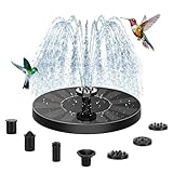 Auauraintt Solar Springbrunnen für Außen,Solar Springbrunnen Teichpumpe,Solar Springbrunnen mit 6 Sprüh Effekten, für Vogel-Bad,Teich,Wasserspiele,Fisch-Behälter,Garten（1W）