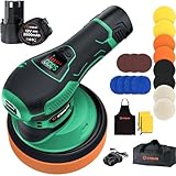 ETOOLAB Akku Poliermaschine LCD, Poliermaschine Auto Set 22 pcs, Exzenter poliermaschinen mit 2*2.0Ah Batterie, Akku Wachsmaschine, für die Autodetailing, Scheinwerfer Aufbereitung Set